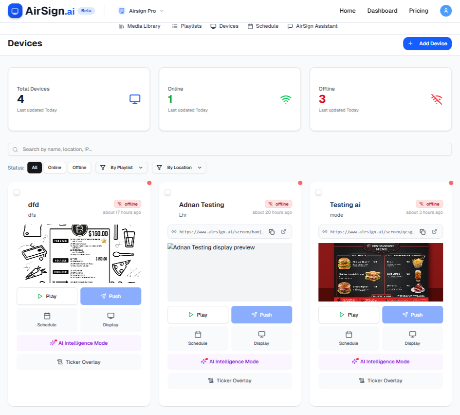 AirSign device management